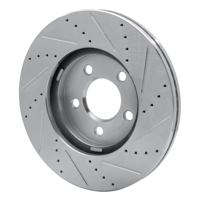 Ford Crown Victoria Brake Rotor (1) - Front Left - R1 Concepts - Drilled & Slotted - Silver - `03-`11